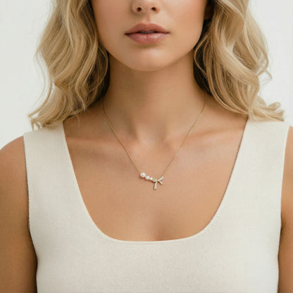 Pearl Bow Dreams Necklace by Thrivora