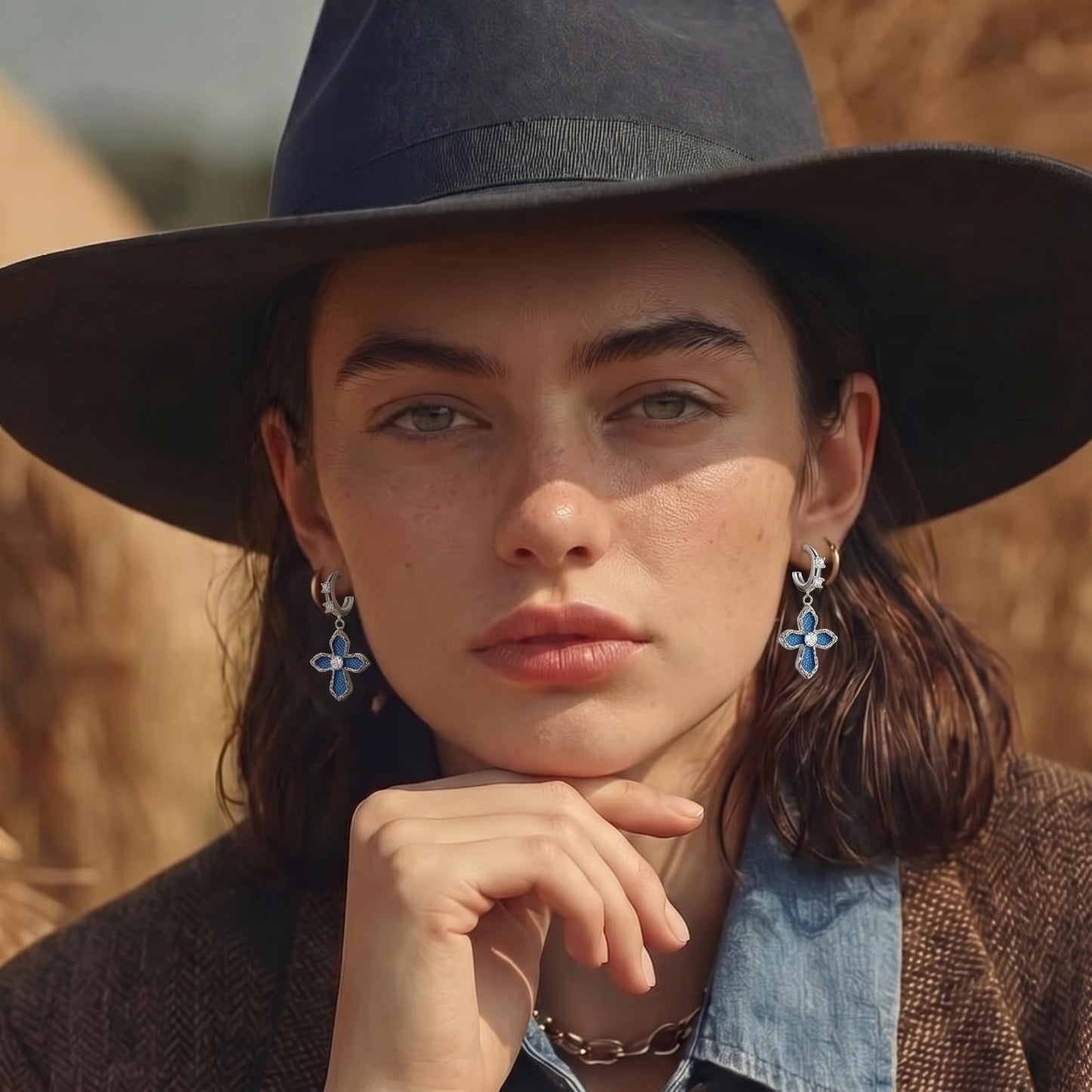 Denim Cross Drops by Thrivora