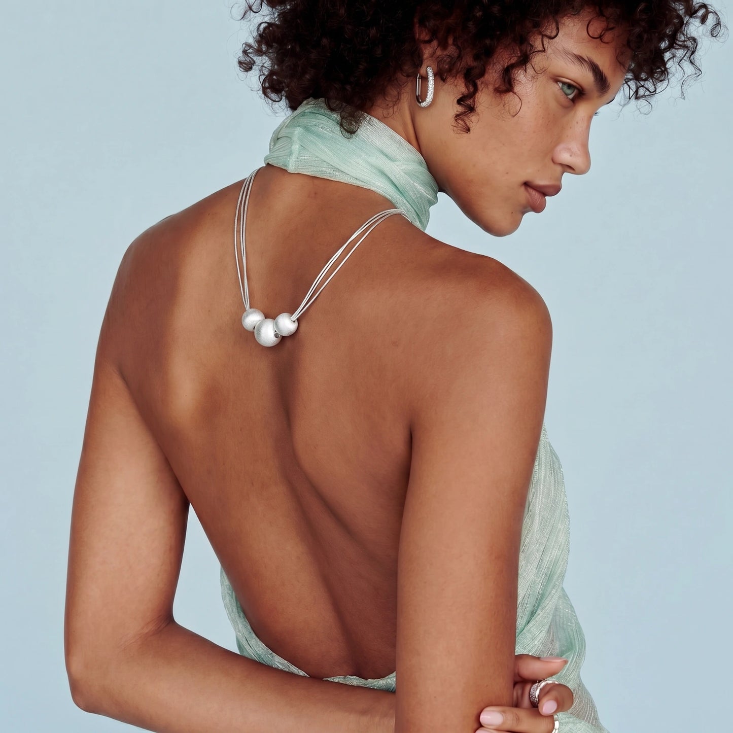 Silver Strand Layers Necklace by Thrivora