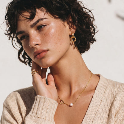 Pearl Heart Embrace Necklace by Thrivora