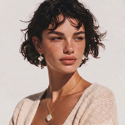 Golden Halo Pearl Pendant by Thrivora