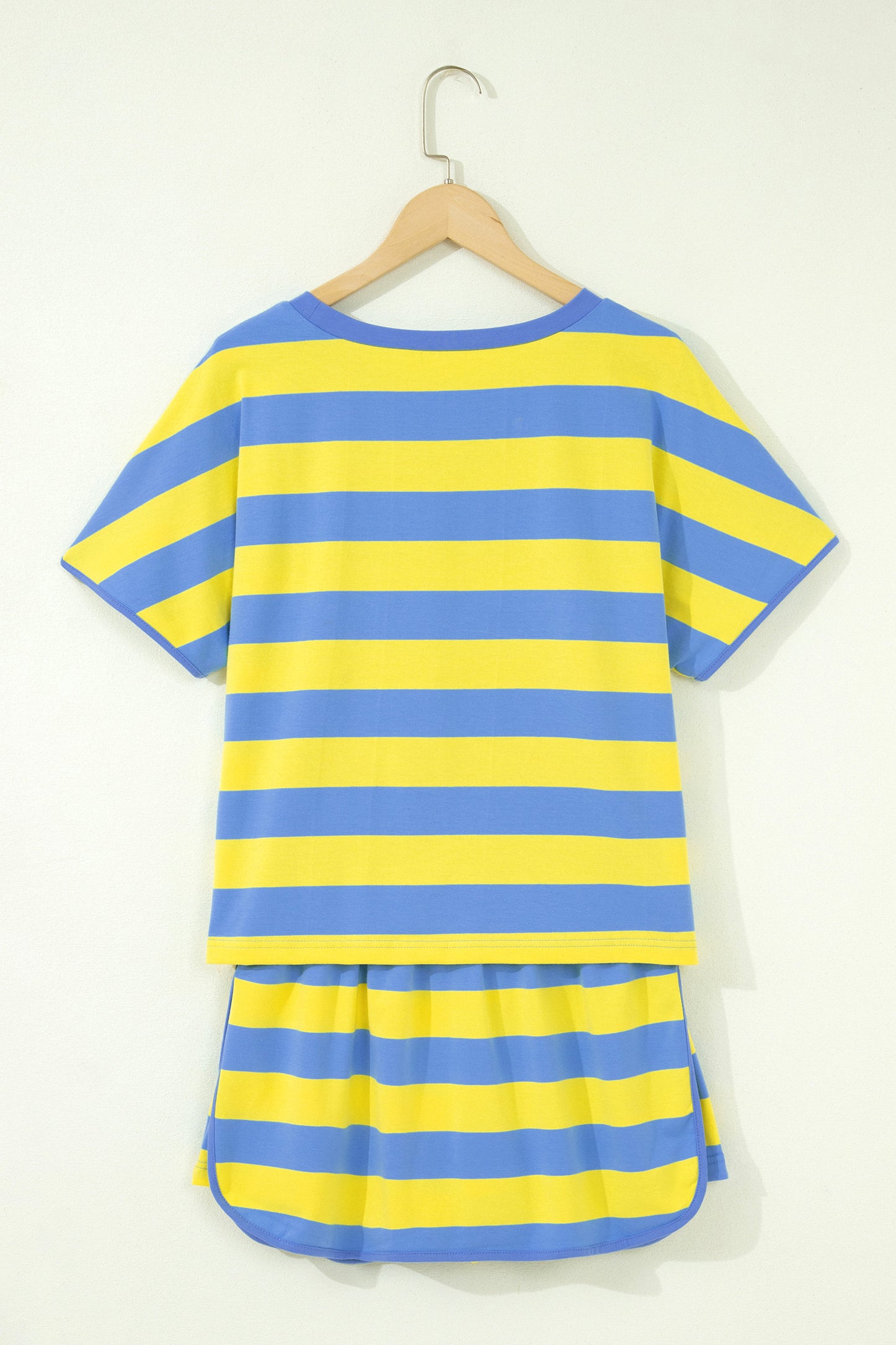 Pink Stripe Dolman Tee Drawstring Skort Athletic 2pcs Set