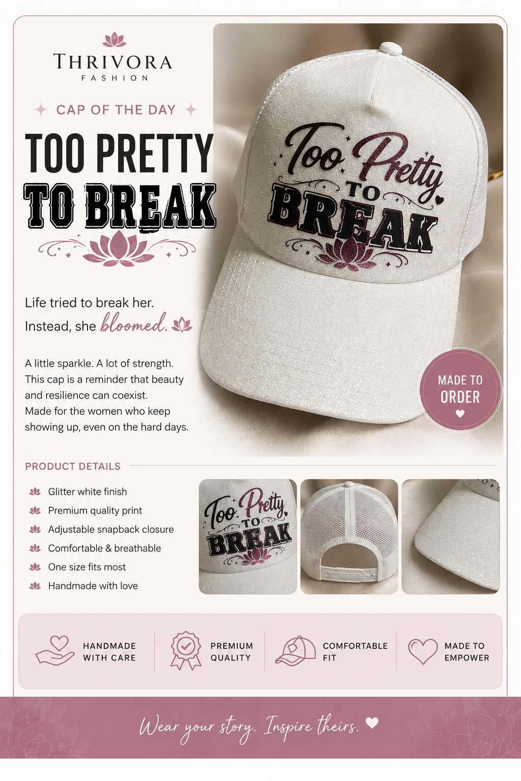 Too Pretty to Break Trucker Cap